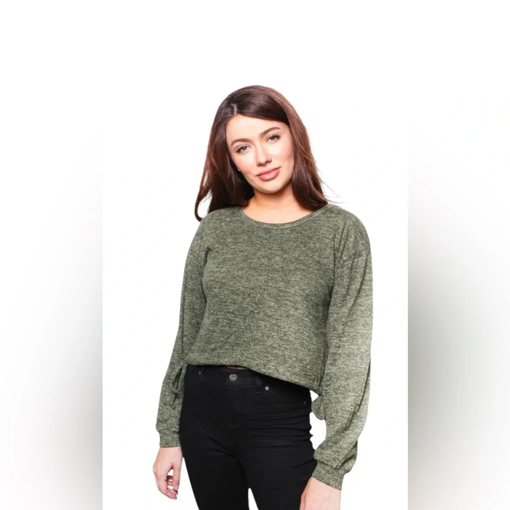 Crave Fame Drawstring Criss-Cross Back Top | NWT | XS | Olive Green